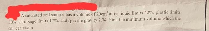 Oa sample of sand (specific gravity 2.623) was cut of | Chegg.com