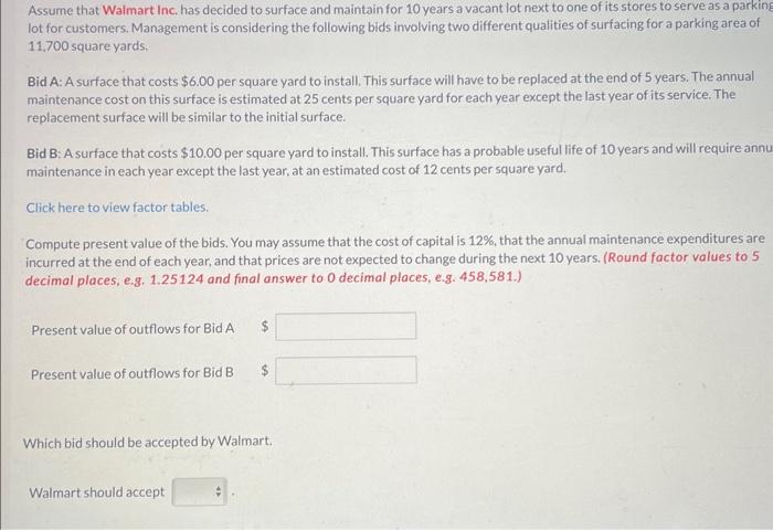 Solved Assume that Walmart Inc. has decided to surface and | Chegg.com