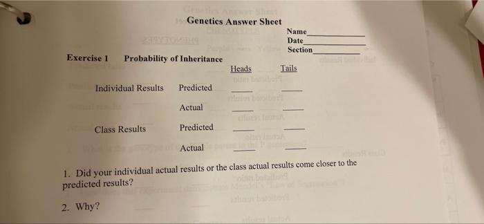 probability of inheritance assignment quizlet