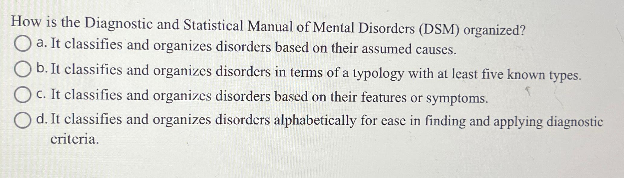 Solved How Is The Diagnostic And Statistical Manual Of | Chegg.com