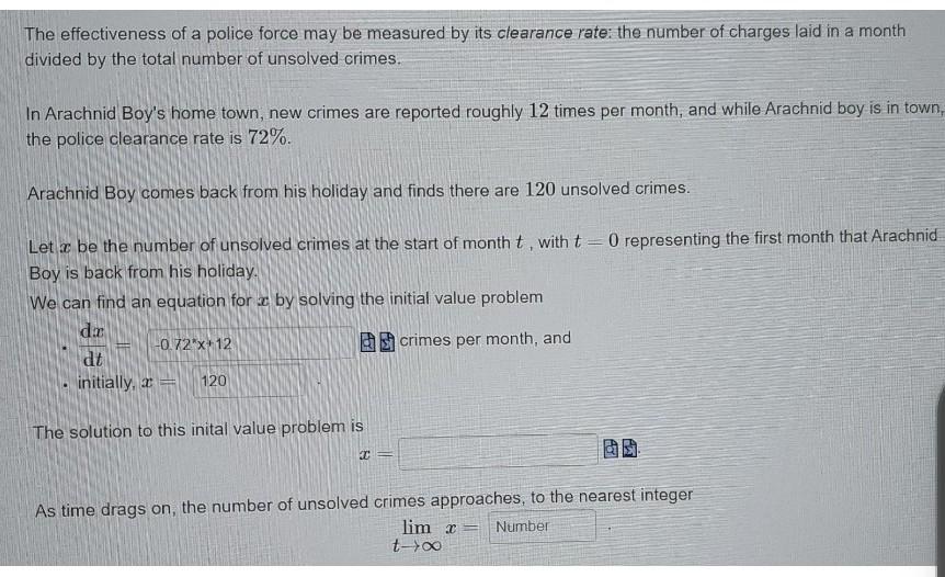 Solved The effectiveness of a police force may be measured | Chegg.com