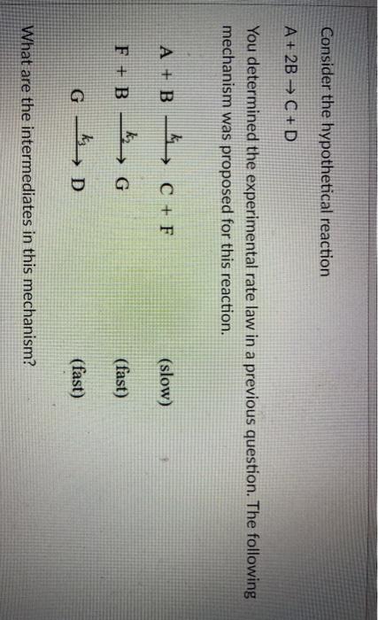 Solved Consider the hypothetical reaction A + 2B - C +D You | Chegg.com