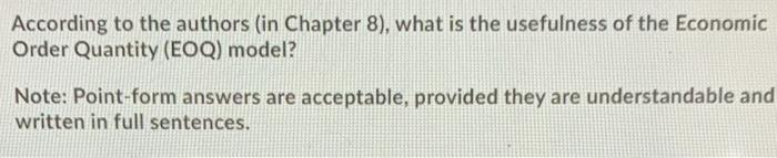 Solved According to the authors (in Chapter 8), what is the | Chegg.com