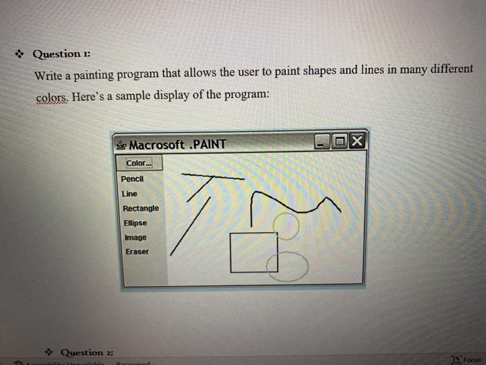 Solved Question : Write a painting program that allows the | Chegg.com
