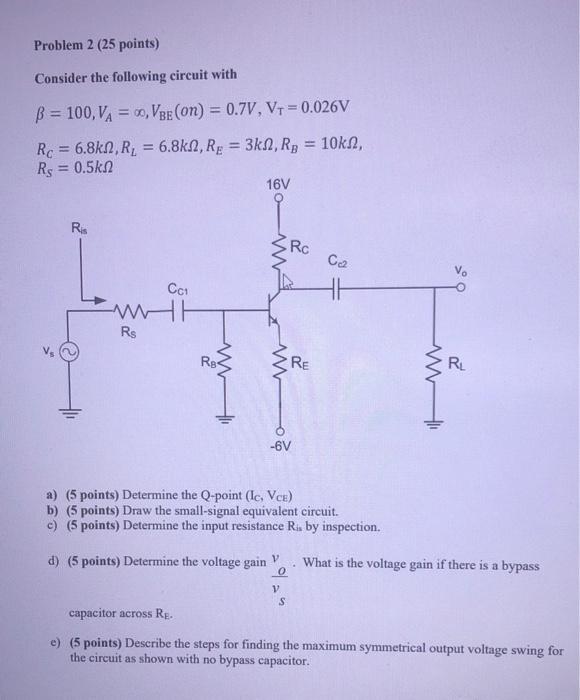 Solved Problem 2 (25 points) Consider the following circuit | Chegg.com