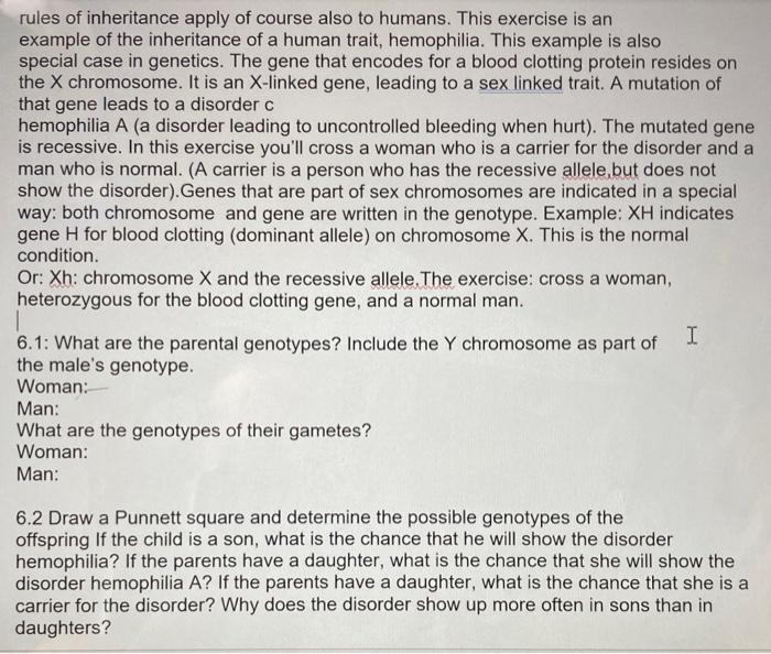 Solved rules of inheritance apply of course also to humans. | Chegg.com