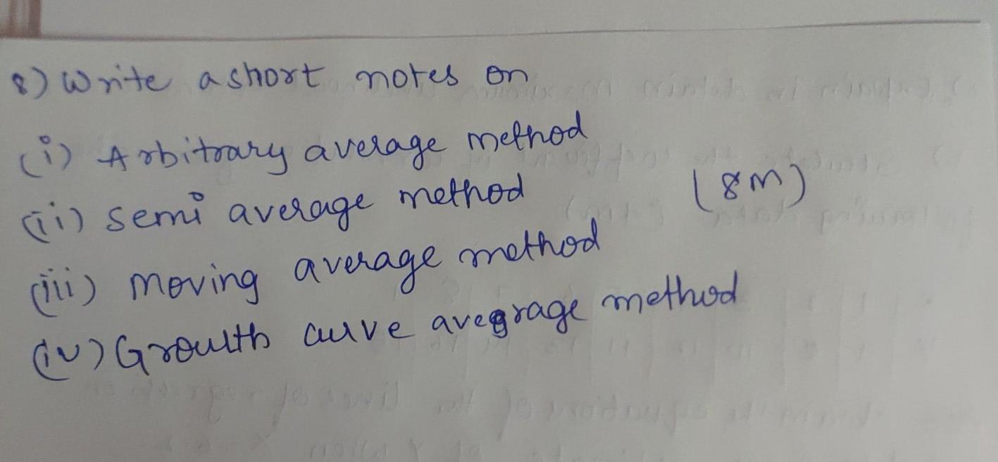 Solved 8) Write a short notes on (1) Arbitrary average | Chegg.com