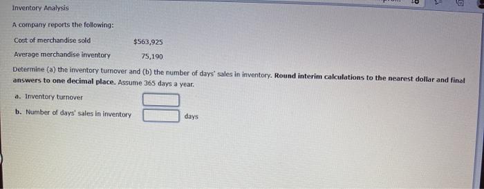 Solved Inventory Analysis A company reports the following: | Chegg.com