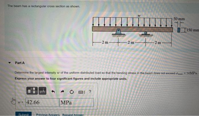 Solved The beam has a rectangular cross section as shown. W | Chegg.com