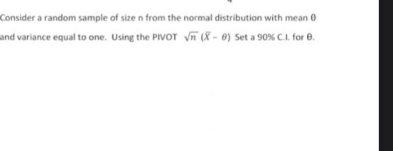 Solved Consider a random sample of size n from the normal | Chegg.com