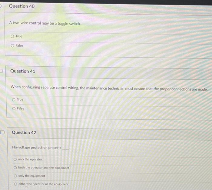 Solved A twowire control may be a toggle switch. True False