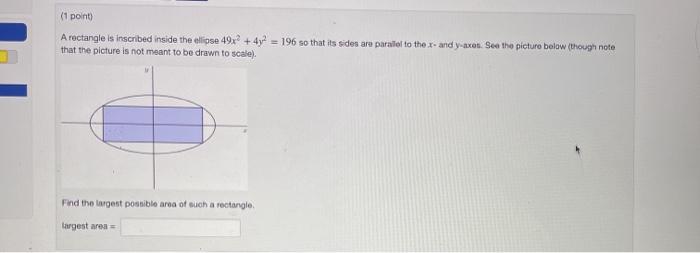 Solved (1 point A rectangle is inscribed inside the ellipse | Chegg.com