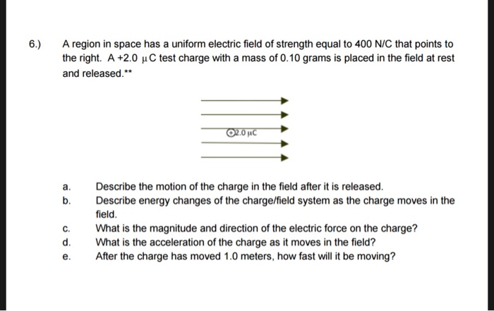 Solved 6. A region in space has a uniform electric field of | Chegg.com