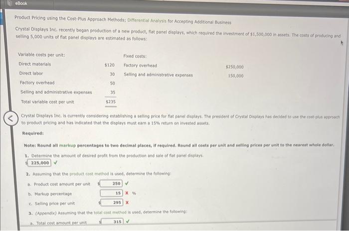 Solved Product Pricing using the Cost-Plus Approach Methods; | Chegg.com