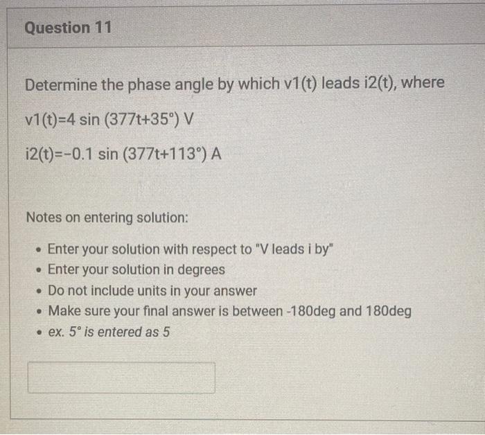 Solved Determine the phase angles by which u1(t) leads i1( | Chegg.com