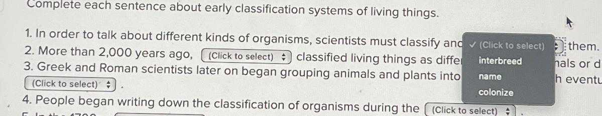 Solved Complete each sentence about early classification | Chegg.com