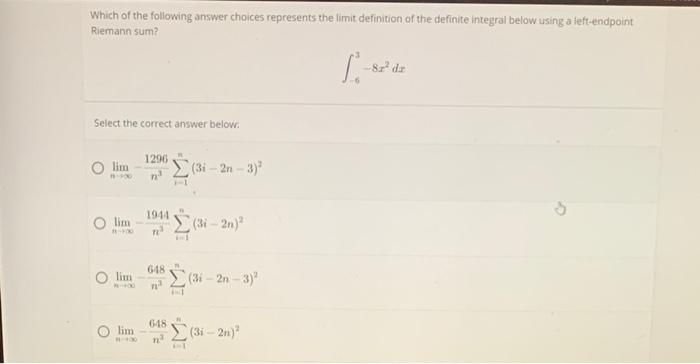 Solved Which of the following answer choices represents the | Chegg.com
