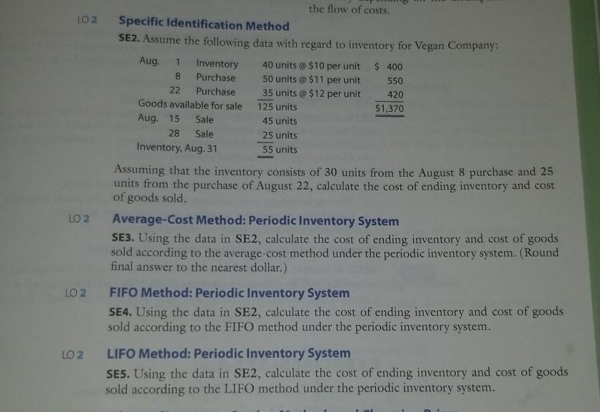 Solved LO 2 8 420 the flow of costs. Specific Identification | Chegg.com