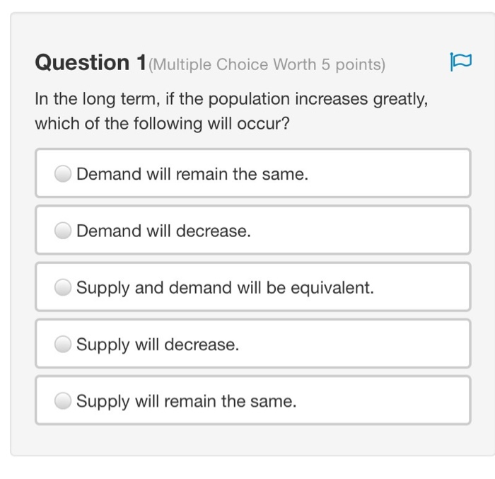 solved multiple choice questiona decrease in demand... Solved Question 1(Multiple Choice Worth 5 points) In the | Chegg.com