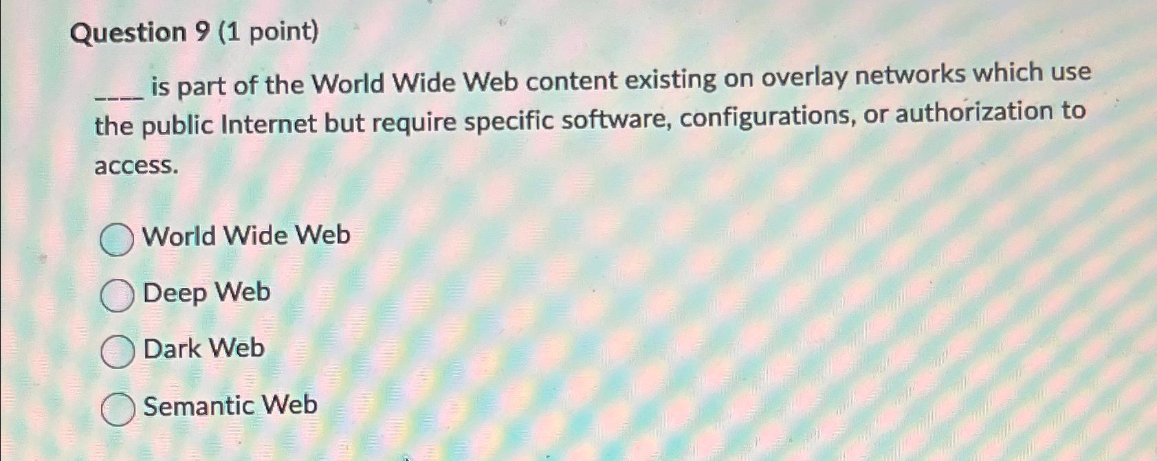 Solved Question 9 (1 ﻿point) ﻿is part of the World Wide Web | Chegg.com