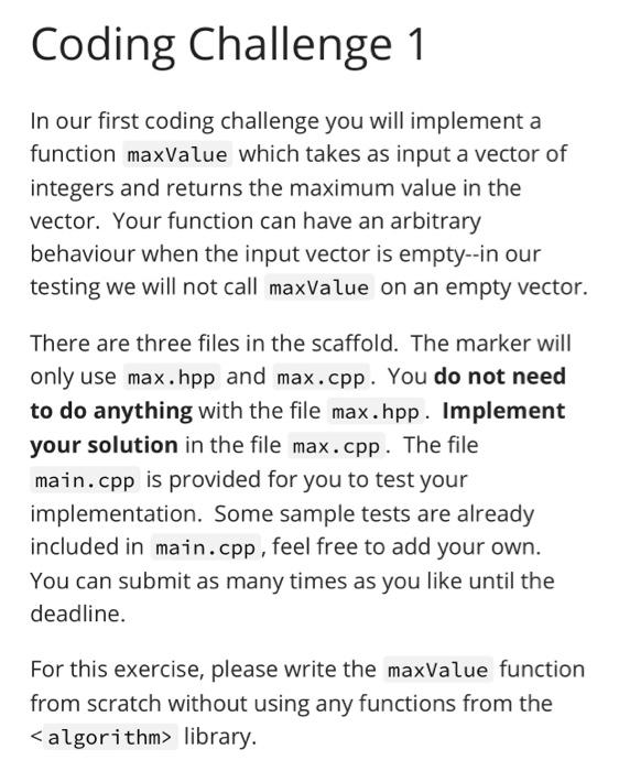 Solved In our first coding challenge you will implement a | Chegg.com