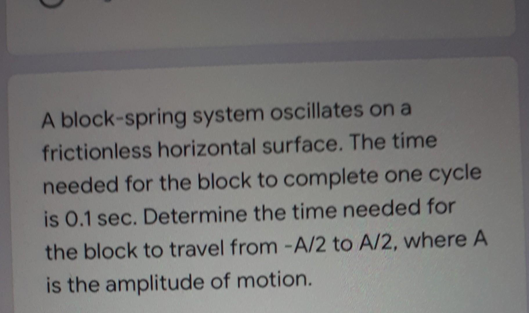 Block On Spring Solved A block-spring system oscillates on a frictionless | Chegg.com