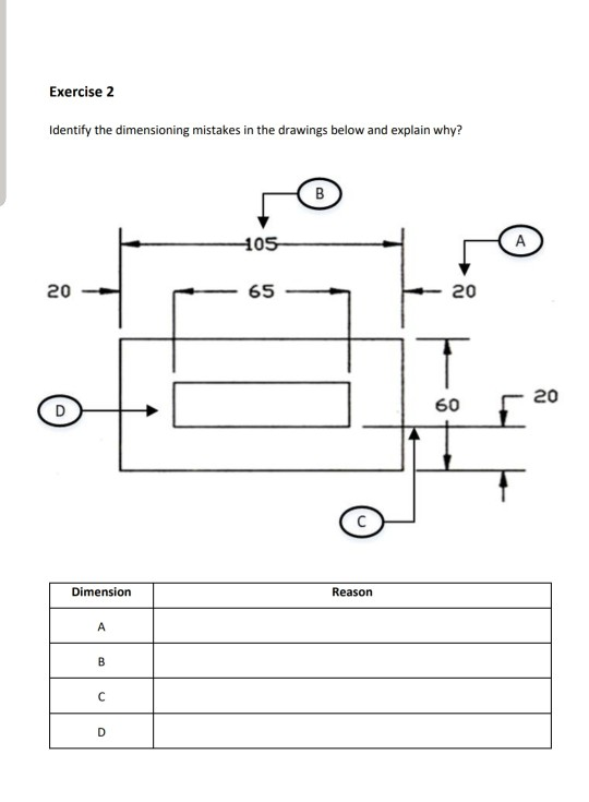 Solved Exercise 2 Identify The Dimensioning Mistakes In The