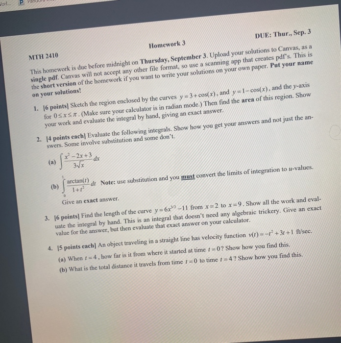 Solved Worl. P MTH 2410 Homework 3 DUE: Thur., Sep. 3 This | Chegg.com