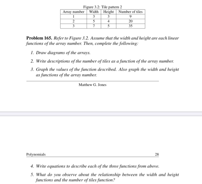 Solved Figure 3.2: Tile pattern 2 Array number Width Height | Chegg.com
