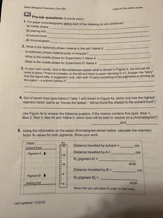 Solved Prelab questions (2 points each) 1. For paper