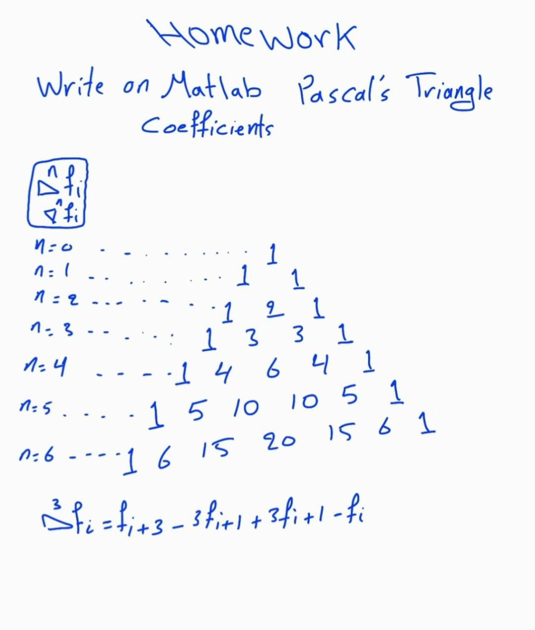 Solved Homework Write on Matlab Pascal's Triangle | Chegg.com