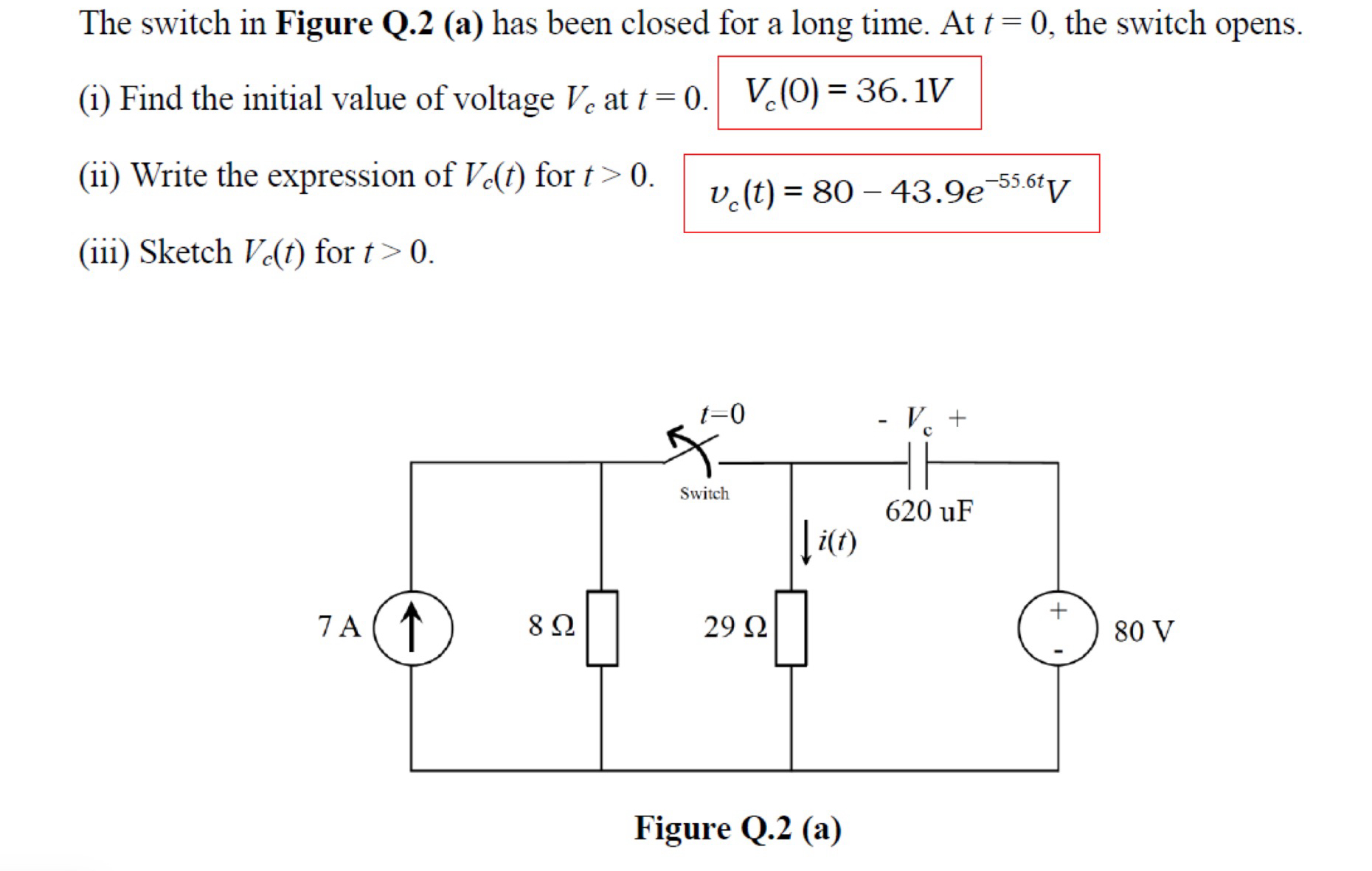 Solved The switch in Figure Q. 2 (a) ﻿has been closed for a | Chegg.com