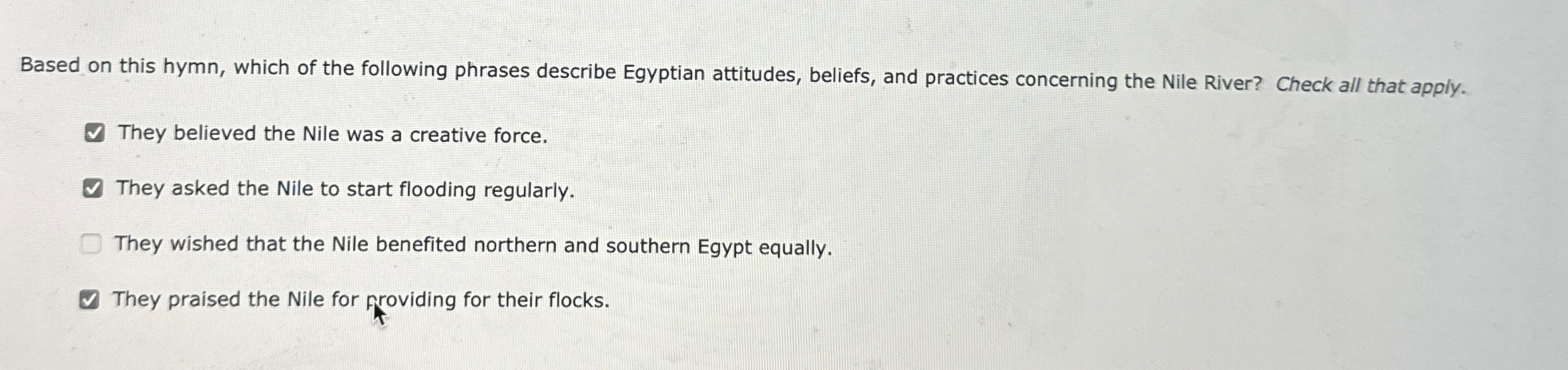 Based on this hymn, which of the following phrases | Chegg.com