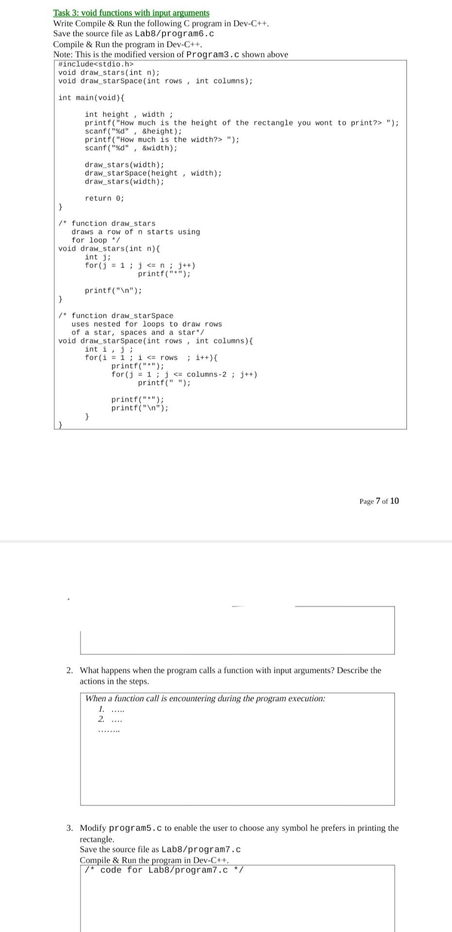 Task 3 Void Functions With Input Arguments Write Chegg Com