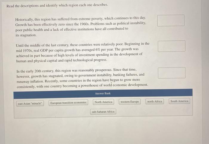 Solved Read The Descriptions And Identify Which Region Each | Chegg.com