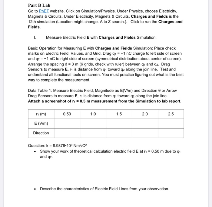 Solved Part B Lab Go To PhET Website. Click On | Chegg.com