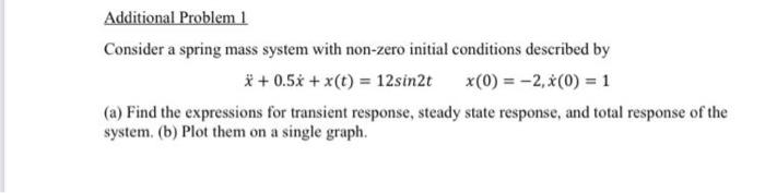 Solved Additional Problem 1 Consider A Spring Mass System | Chegg.com