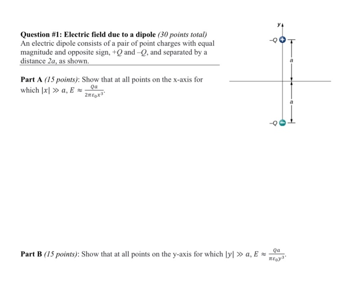 Solved Question #1: Electric field due to a dipole (30 | Chegg.com