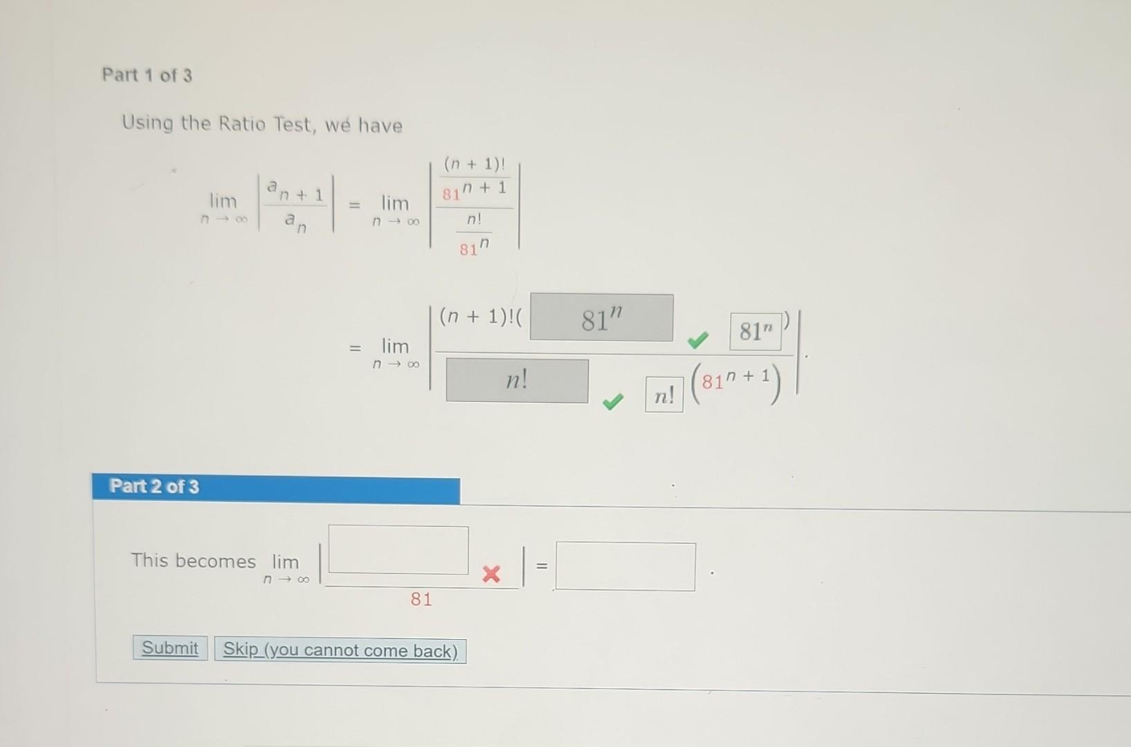 Solved Using The Ratio Test We Have Part 2 Of 3 This