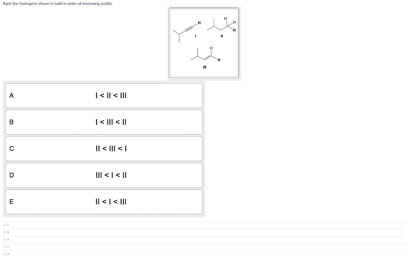 Solved Rank the hydrogens shown in bold in order of | Chegg.com