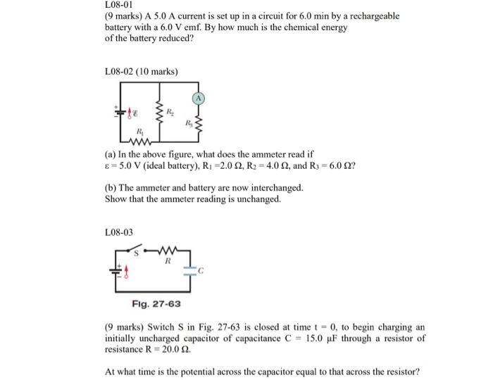 Solved L08-01 ( 9 marks) A 5.0 A current is set up in a | Chegg.com