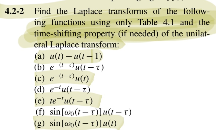 Solved 4.2-2 ﻿Find the Laplace transforms of the following | Chegg.com