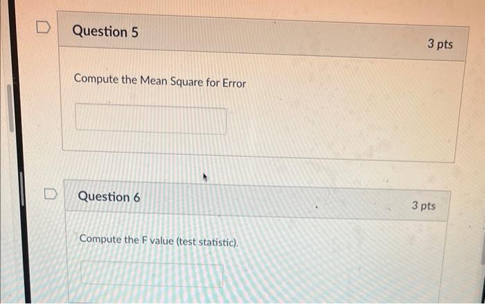Solved Use the following partial ANOVA table to complete the | Chegg.com
