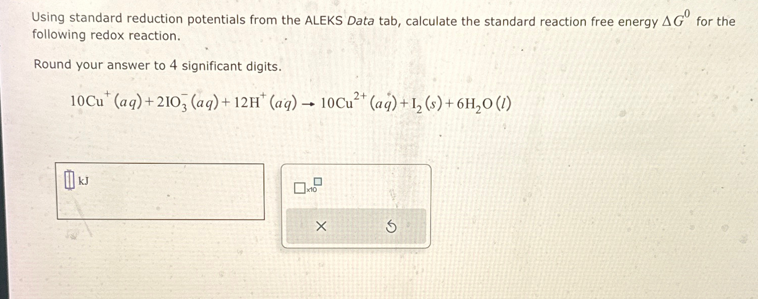 Solved Using standard reduction potentials from the ALEKS | Chegg.com