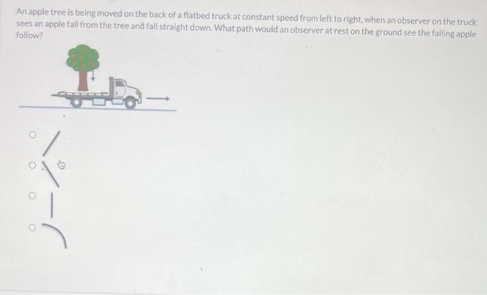 Solved An apple tree is being moved on the back of a flatbed | Chegg.com