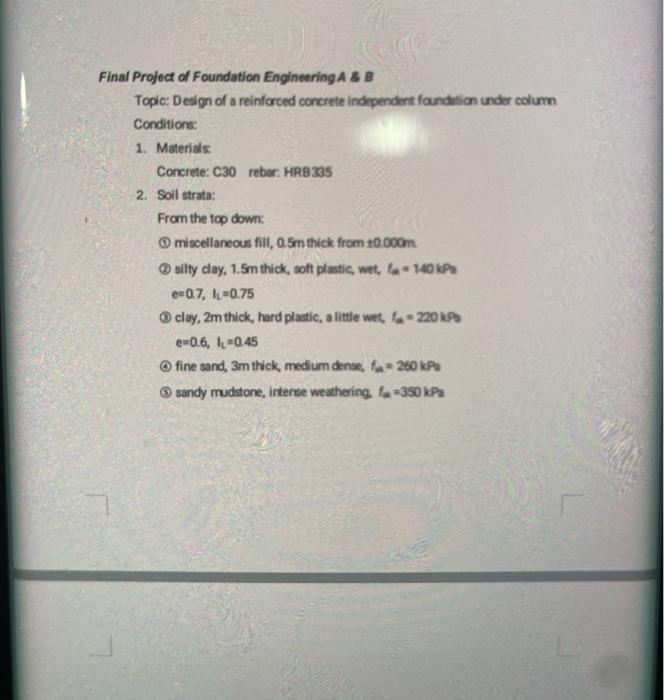 Final Project of Foundation Engineering A & B Topic: | Chegg.com