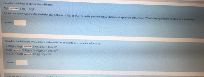 Solved Consider The Following Chemical Equilibrium Alg - | Chegg.com