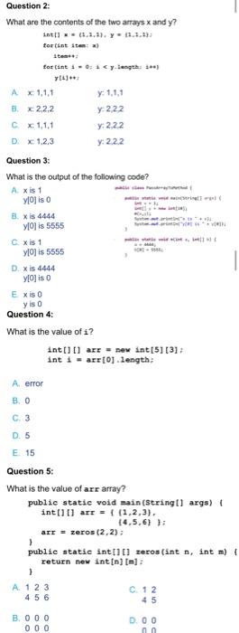 Solved these are short questions of one question on arrays. | Chegg.com