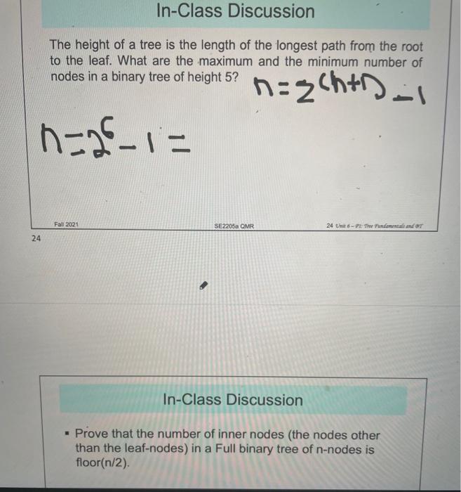Solved In-Class Discussion The height of a tree is the | Chegg.com