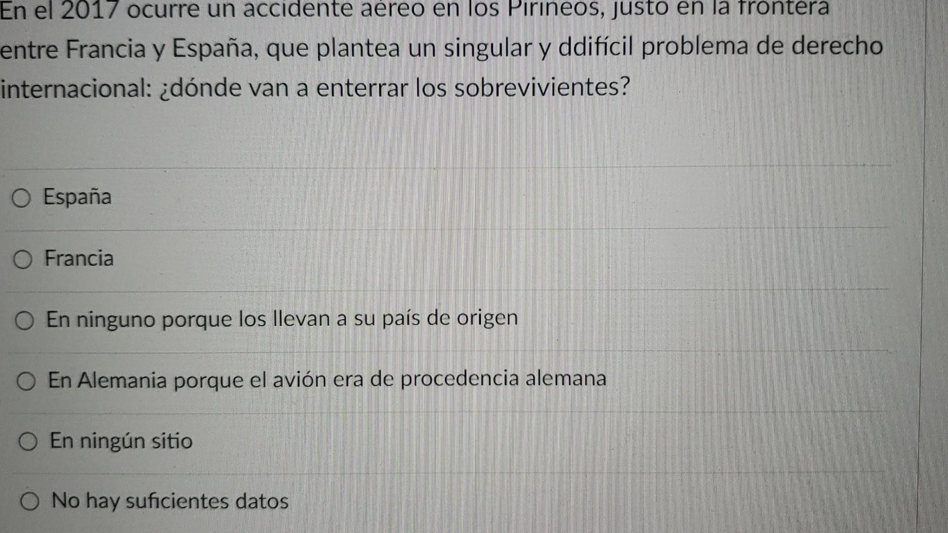 entre Francia y España, que plantea un singular y ddifícil problema de derecho internacional: ¿dónde van a enterrar los sobre